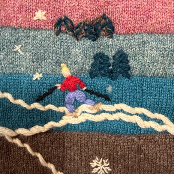 L.L. Bean Vintage 100% Wool Nordic Snow Zip Front Sweater Ski Vest Women L - Picture 7 of 15